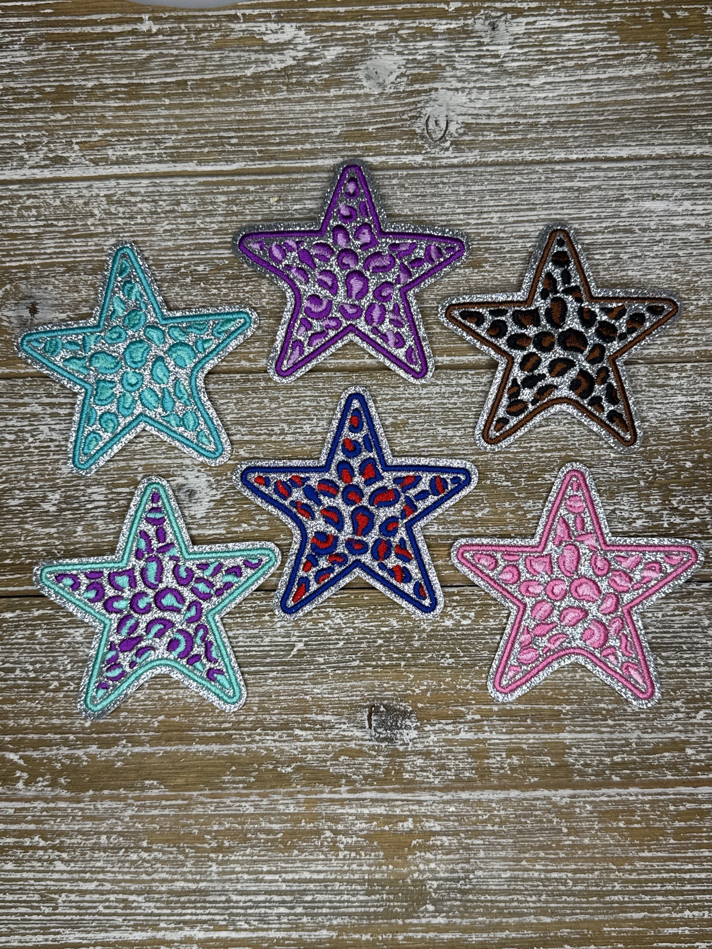 Silver Glitter Leopard Stars
