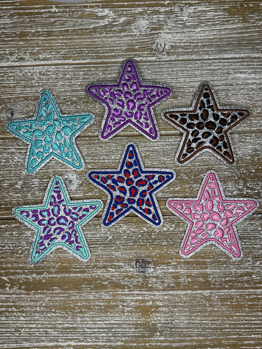 Silver Glitter Leopard Stars