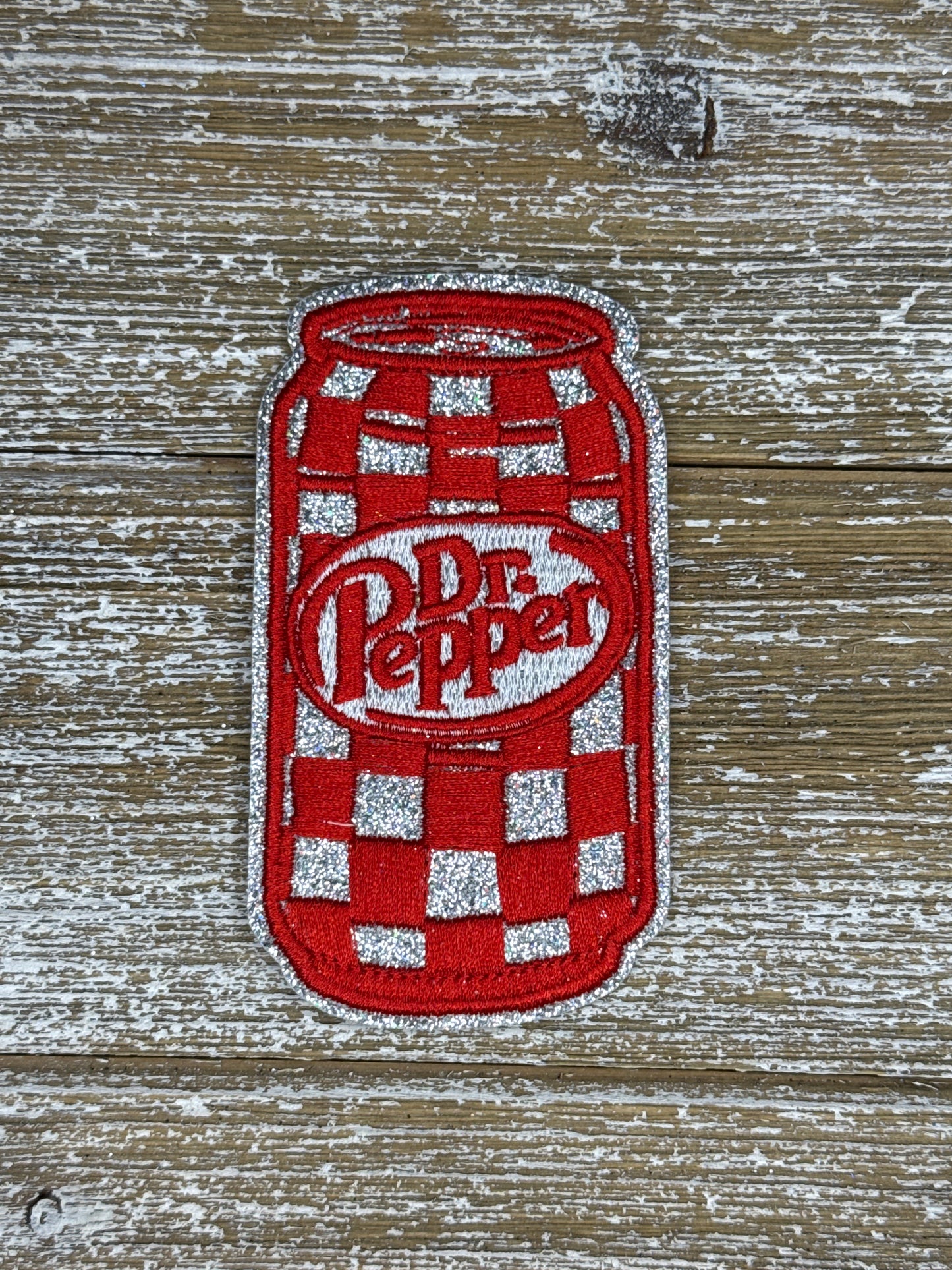 Silver Glitter Checkered Pepper Iron On Patch