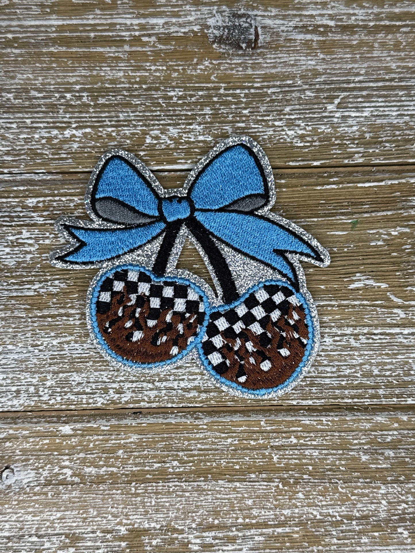 Silver Glitter Checkered Cherries