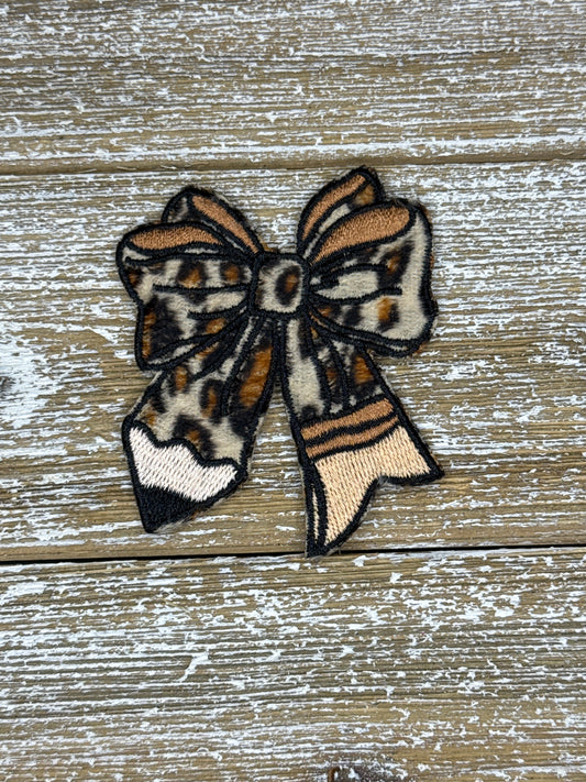 Fuzzy Leopard Pencil Bow