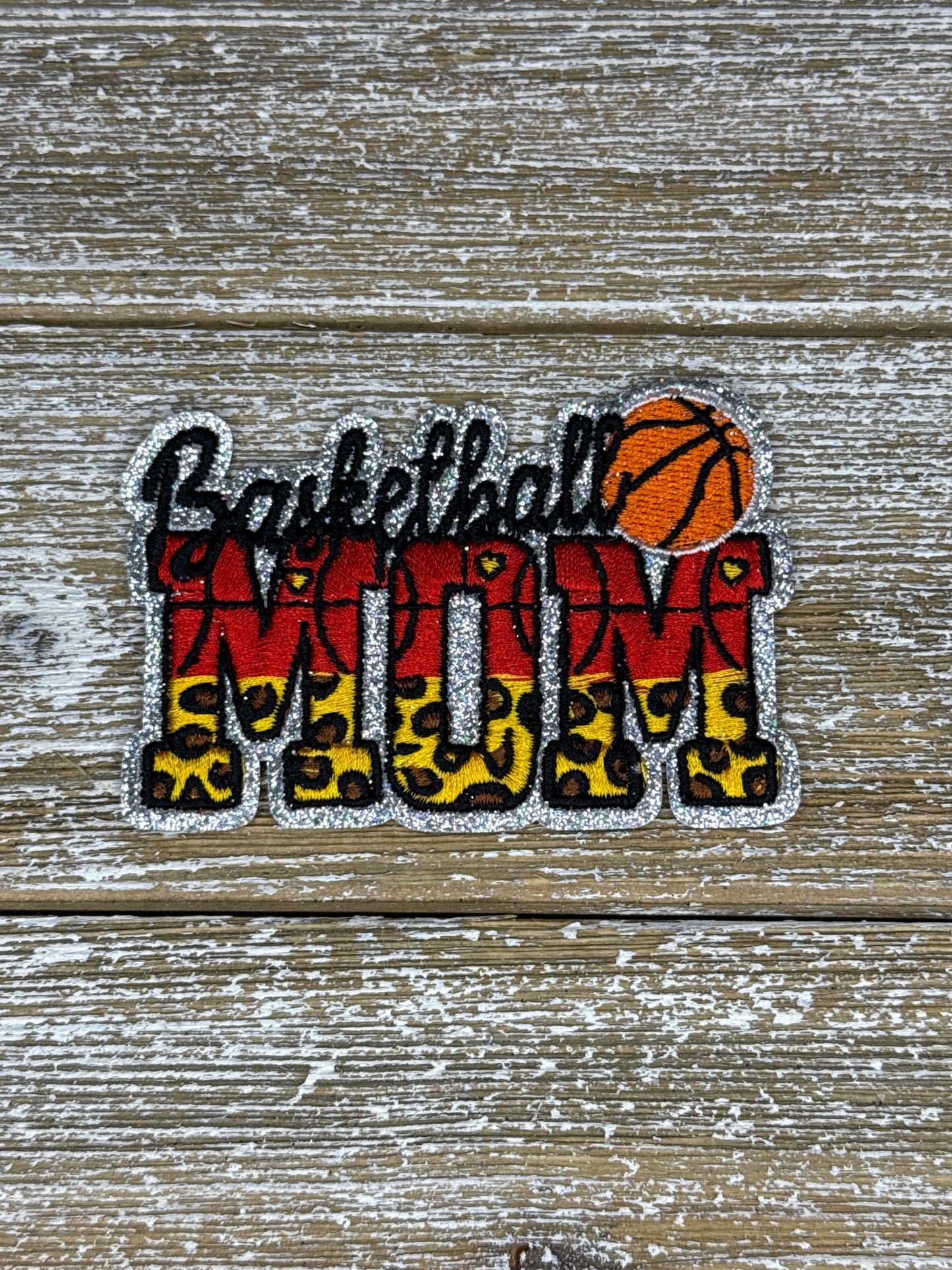 Silver Glitter Leopard Sports Mom