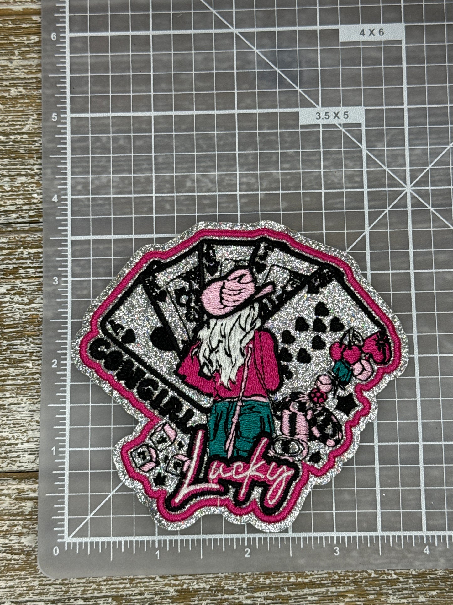 Silver Glitter Lucky Cowgirl