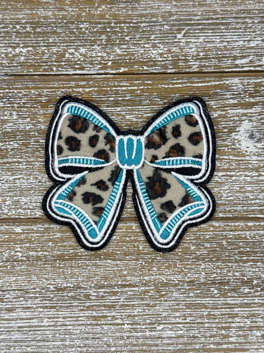 Soft Leopard Teal Bow