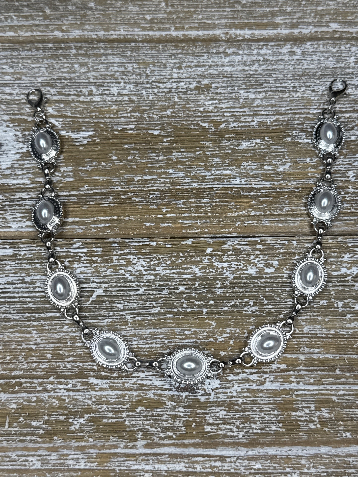 Silver and Pearl Hat Chain