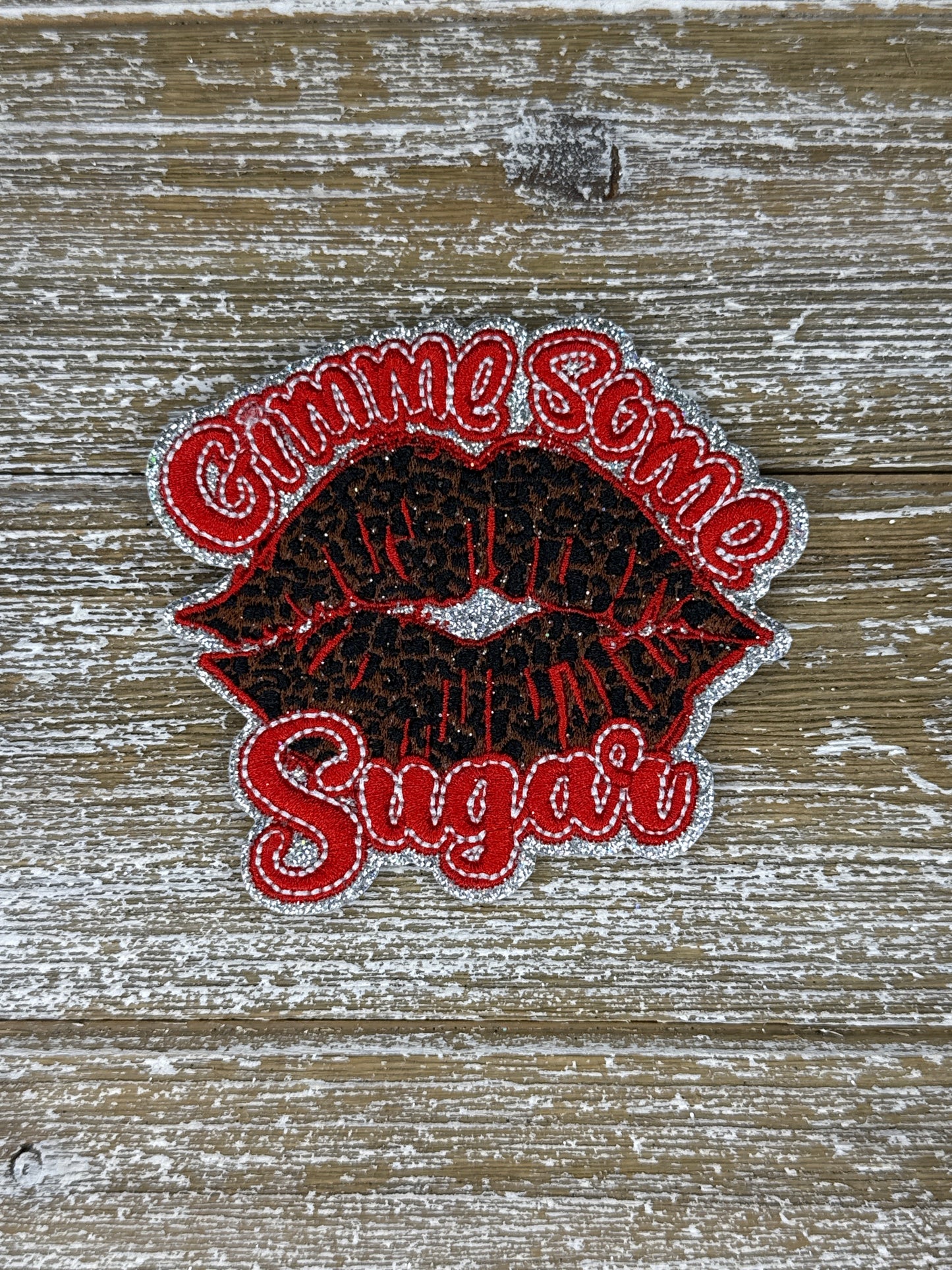 Silver Glitter Gimme Some Sugar Leopard Lips