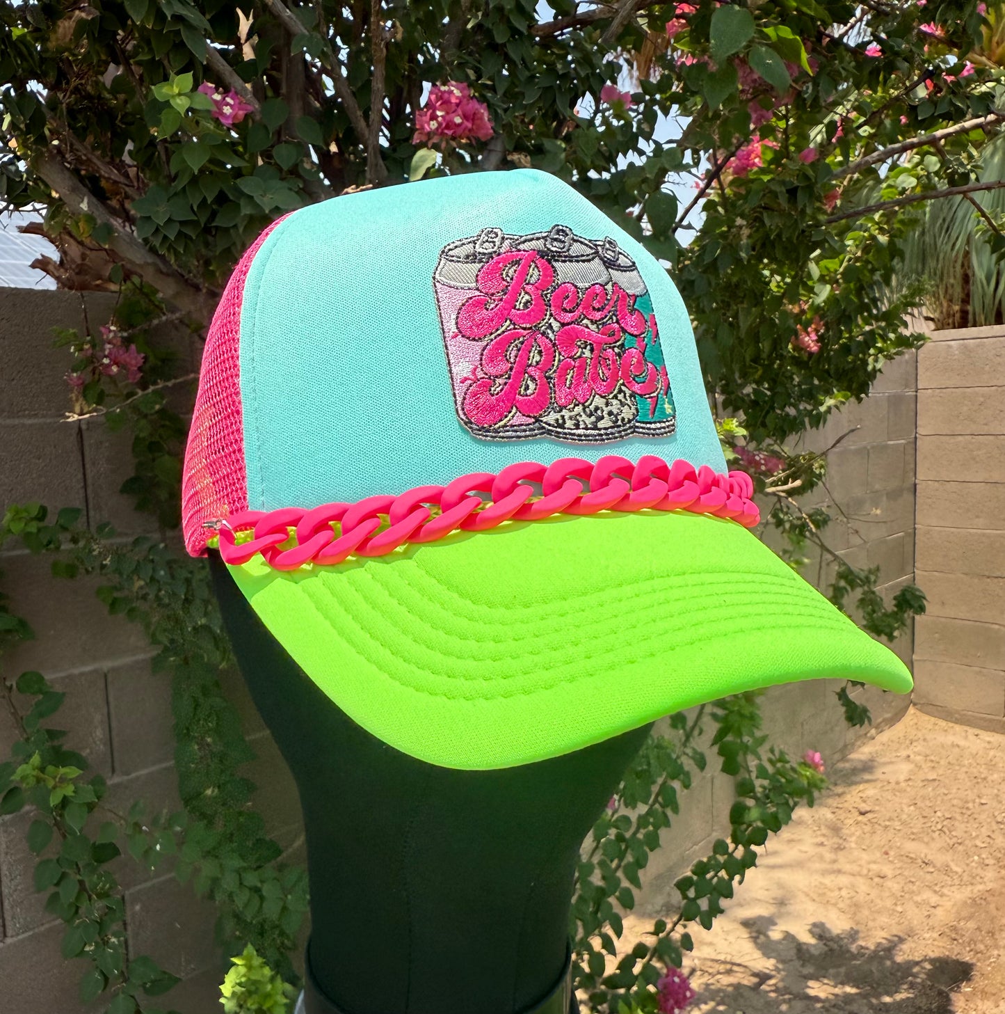Neon Color Beer Babe Patch Hat