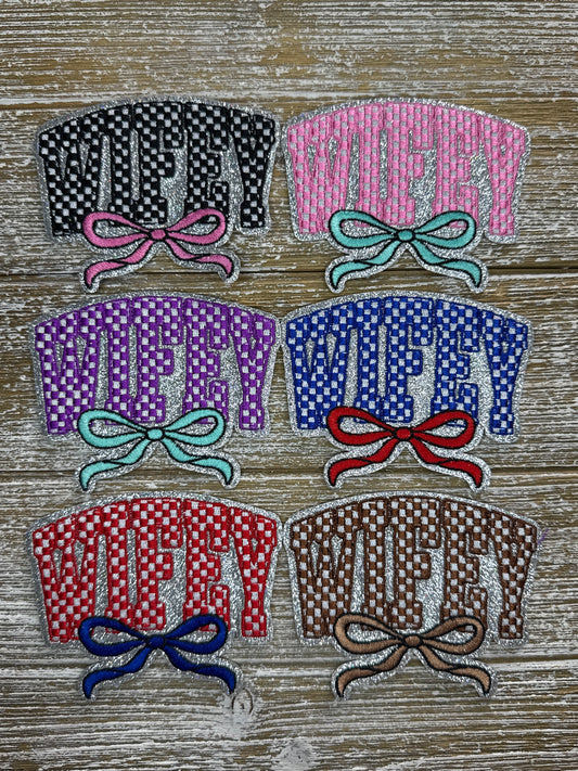 Silver Glitter Checkered Wifey