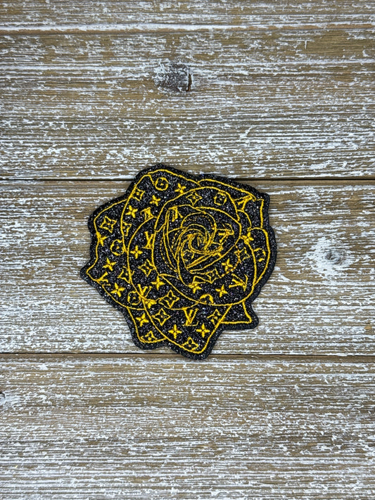 Glitter Black/Gold LV Rose