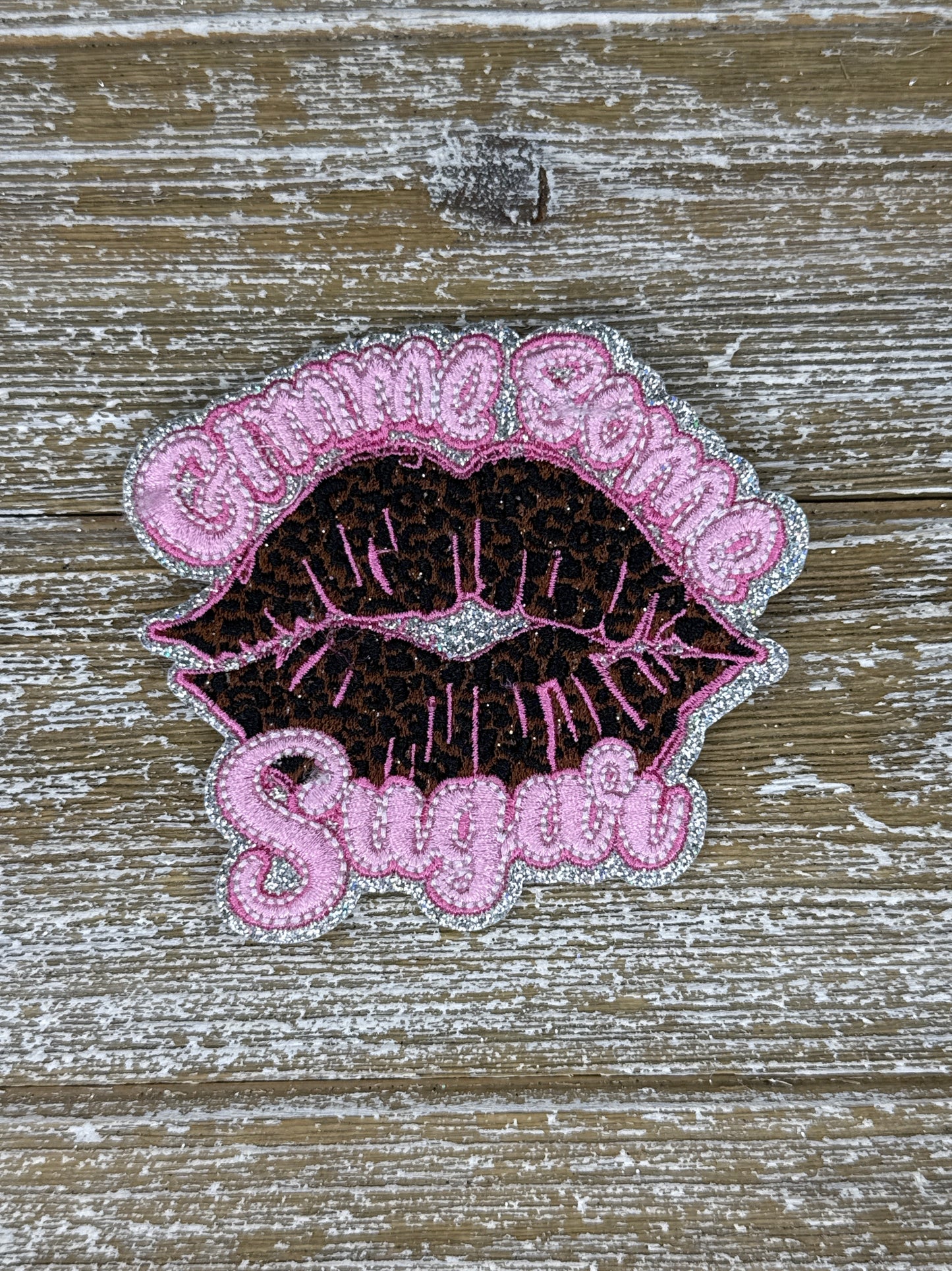 Silver Glitter Gimme Some Sugar Leopard Lips