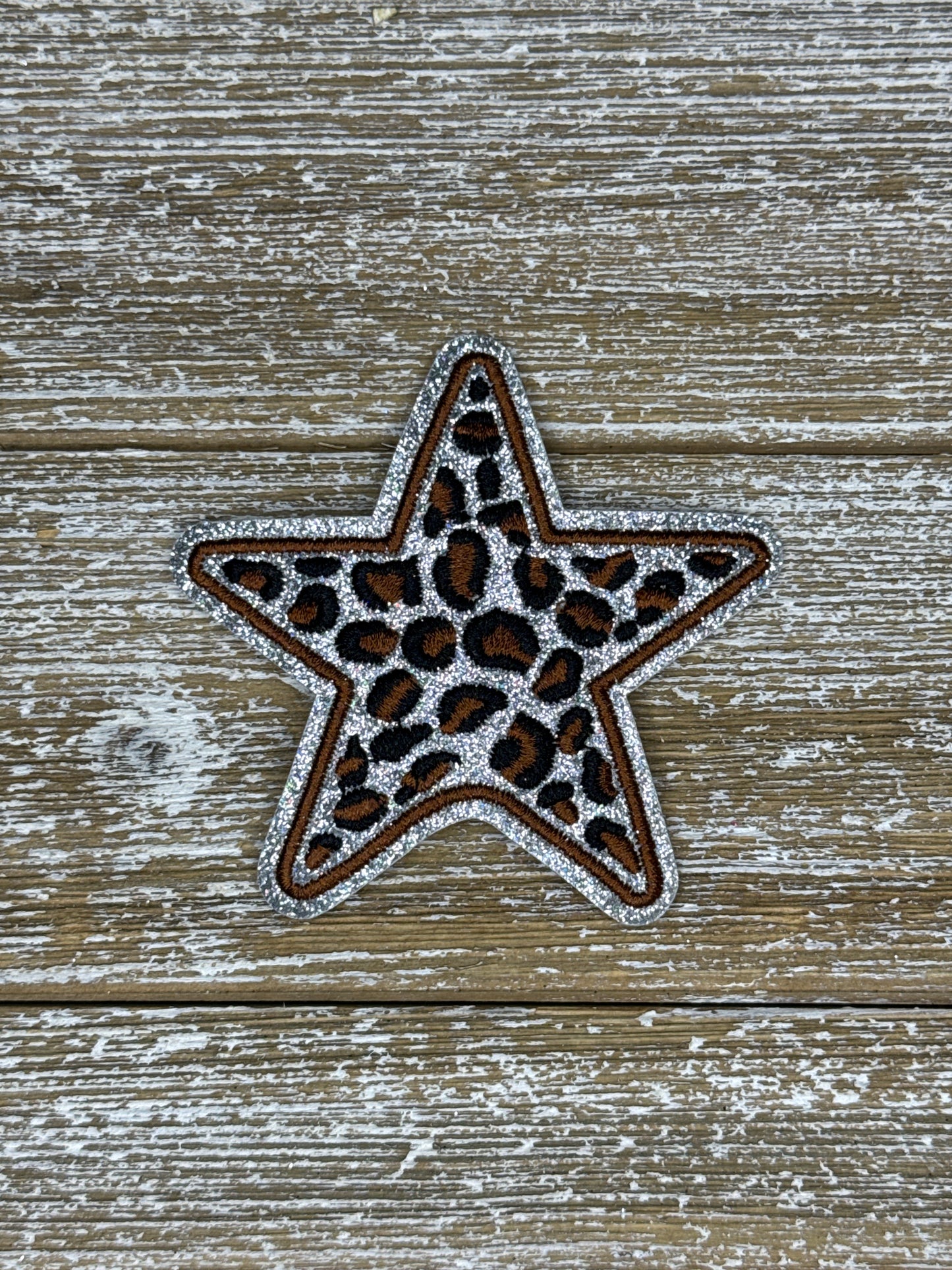 Silver Glitter Leopard Stars