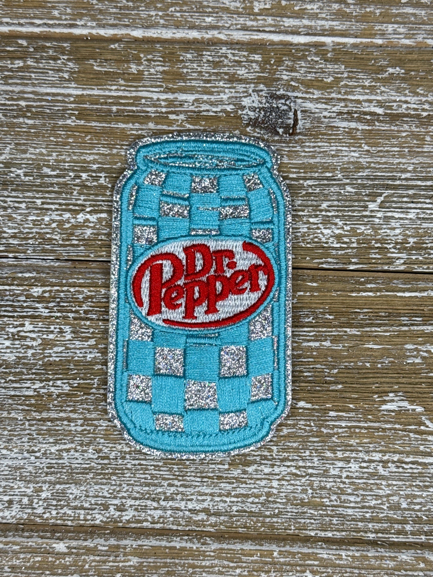 Silver Glitter Checkered Pepper Iron On Patch
