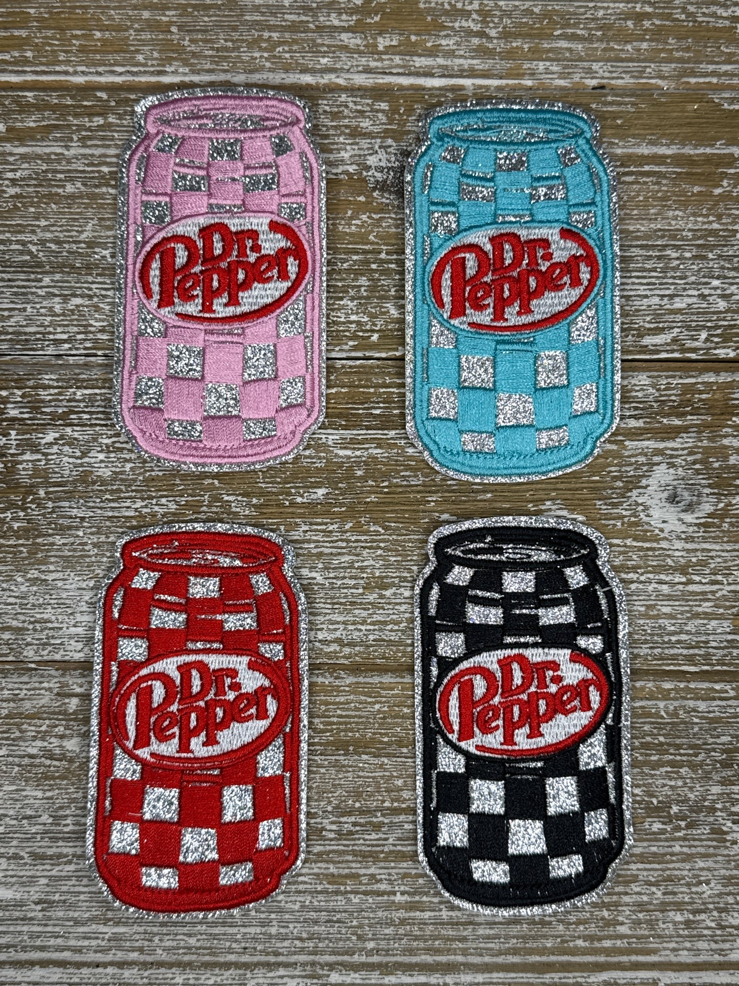 Silver Glitter Checkered Pepper Iron On Patch