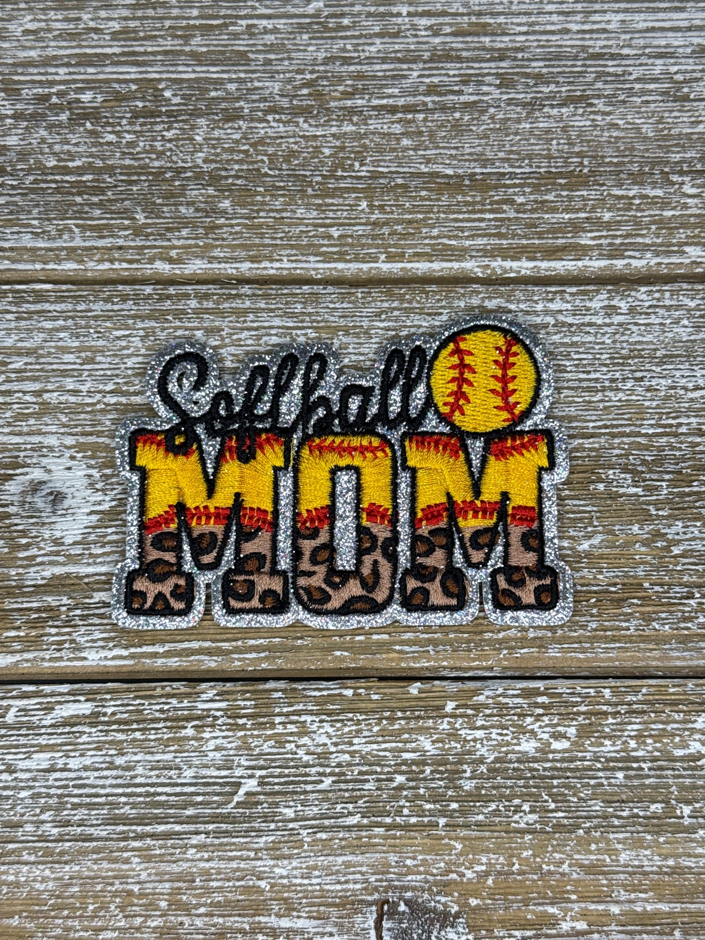Silver Glitter Leopard Sports Mom