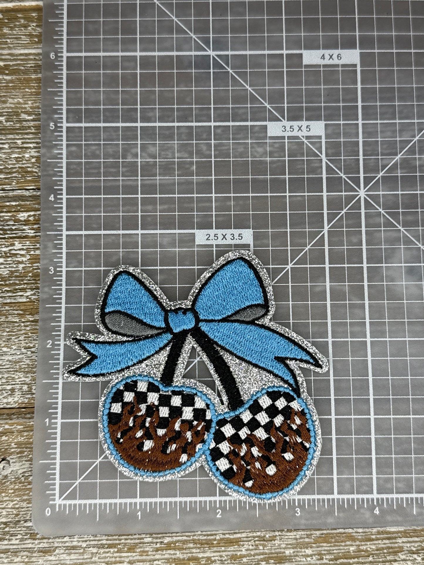 Silver Glitter Checkered Cherries