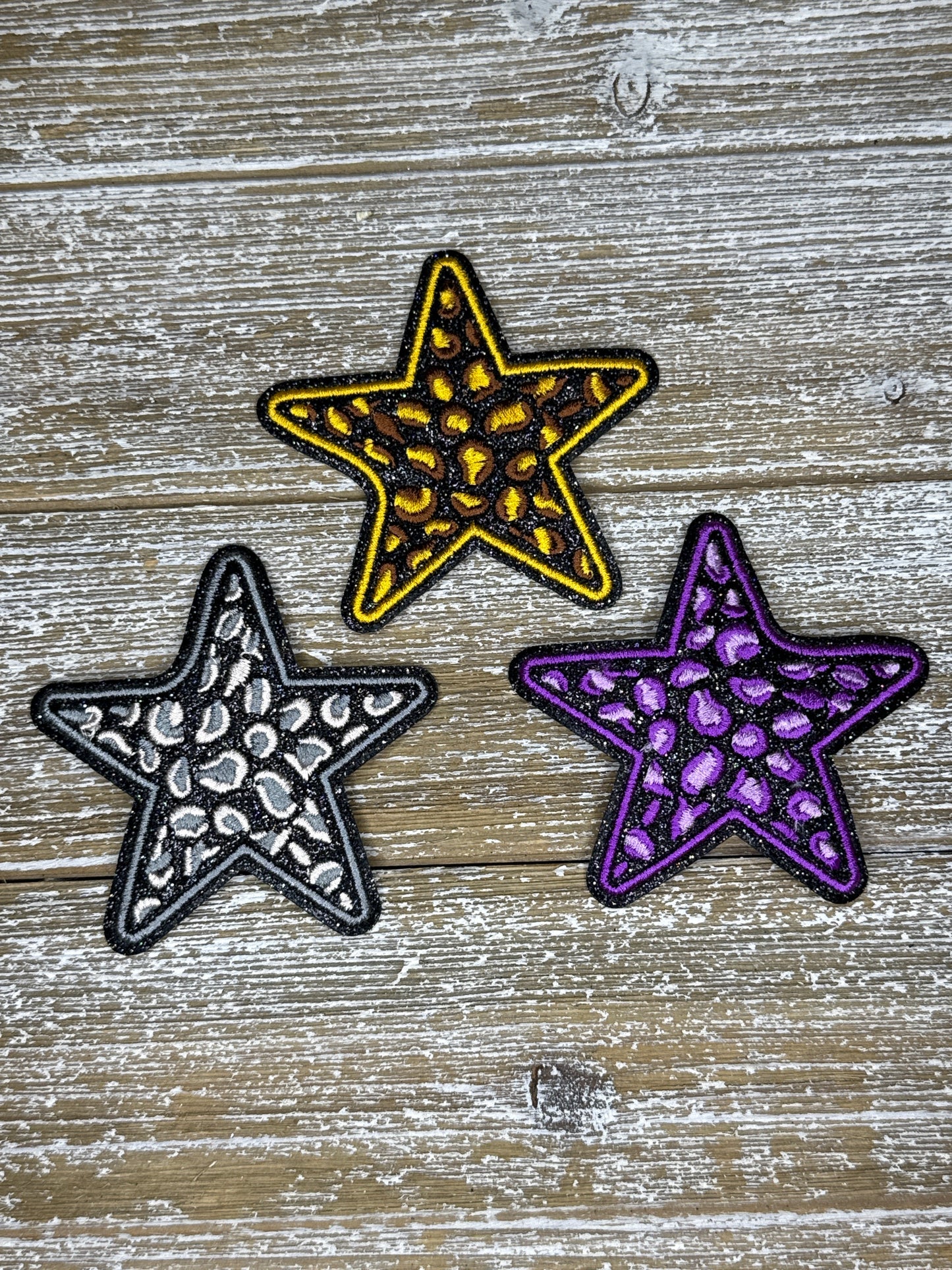 Black Glitter Leopard Stars