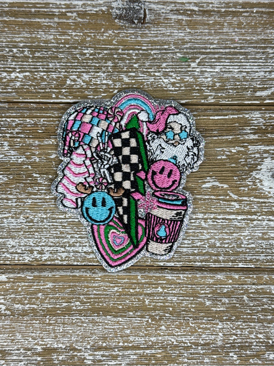 Silver Glitter Retro Christmas