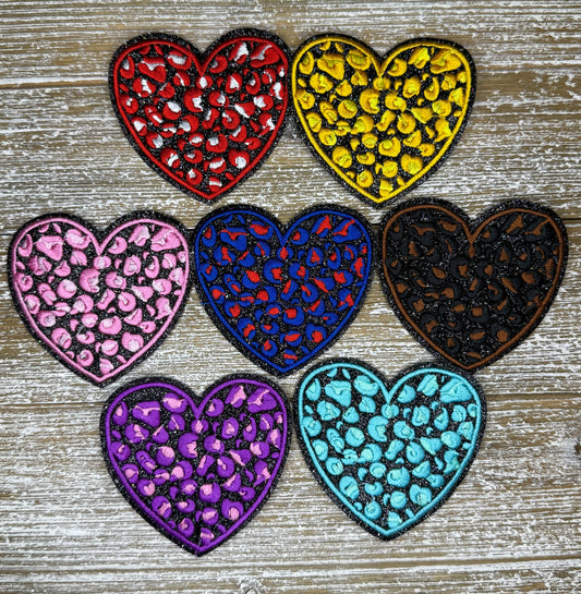 Black Glitter Leopard Heart